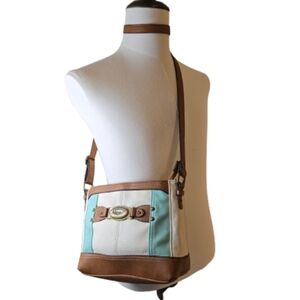 b.o.c. Crossbody Leather Bag Ivory Brown Mint